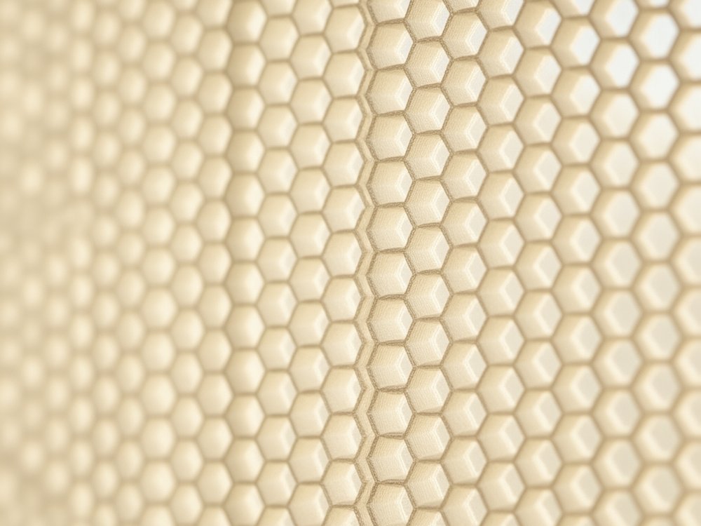 Close-up of honeycomb shade cells showing the insulating air pockets